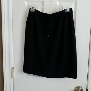 Black skirt with cute belt tie, double slit